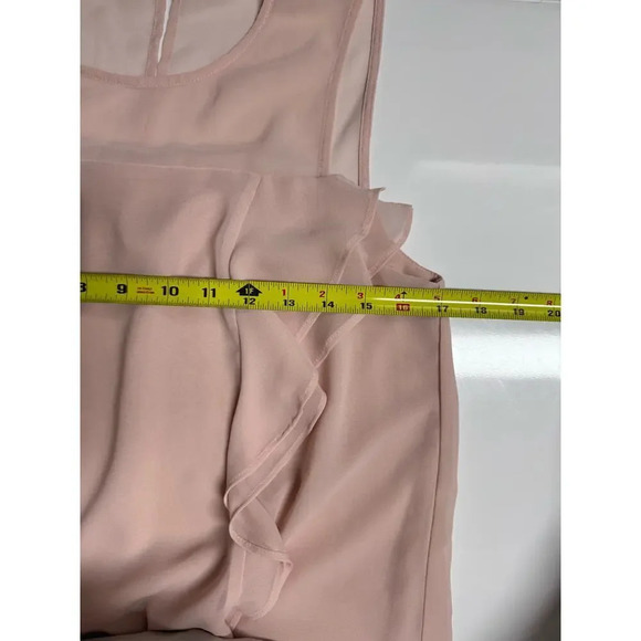 BCBG MAXAZRIA Jenni Ruffle Shoulder Racerback Peach Shift Dress Size Small - Picture 6 of 7